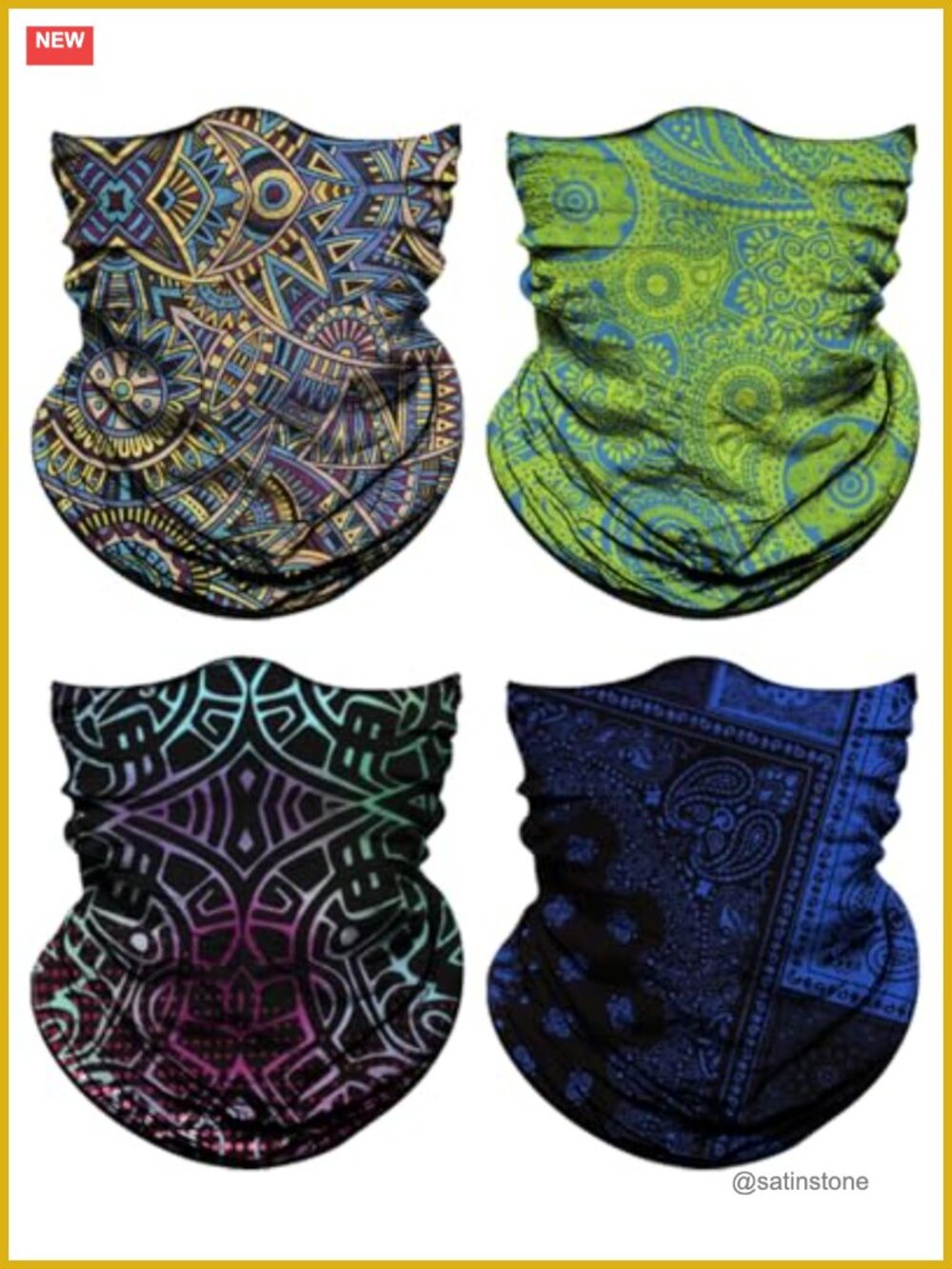 4 Pack Neck Gaiter Face Mask Head Wrap Balaclava Microfiber Multi-Use